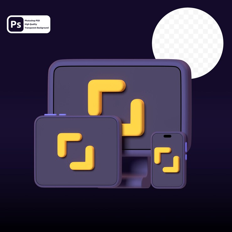 PSD responsive en 3d render para presentación web de activos gráficos u otros
