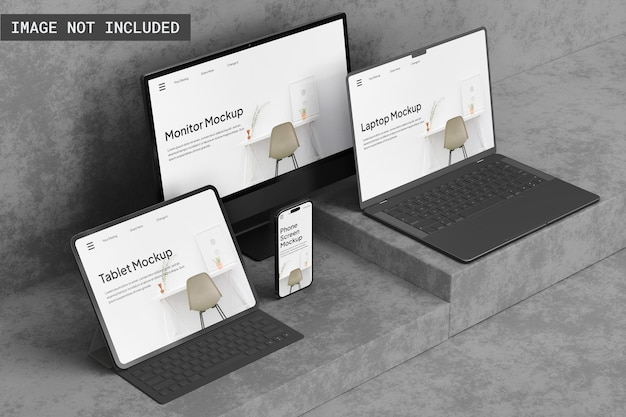 Responsive device mockup, linke ansicht