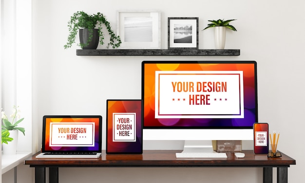 Responsive geräte auf einem desktop-modell