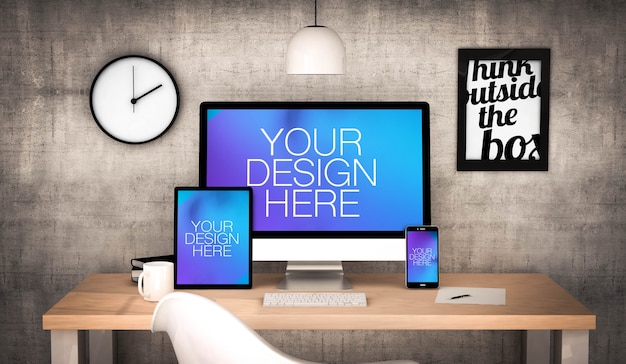 Responsive Geräte auf einem Desktop-Modell