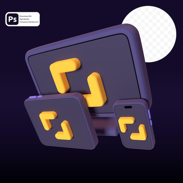 Responsive in 3d render for graphic asset web presentation or other