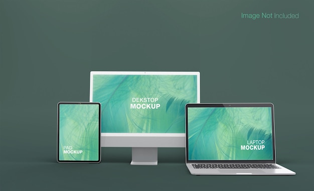 Responsive Multi devices realista Dekstop phone laptop y phone mockup design isolated PSD