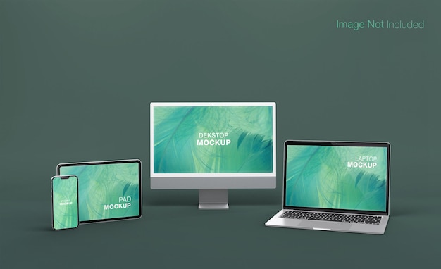 Responsive Multi devices realista Dekstop phone laptop y phone mockup design isolated PSD