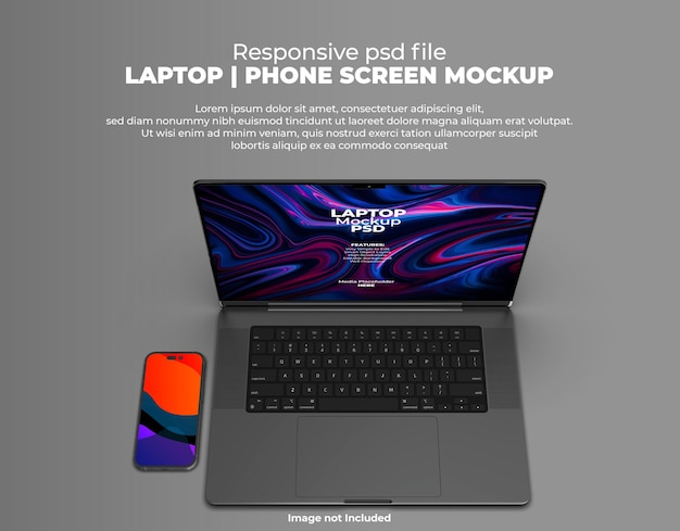 Responsiver laptop-bildschirm für web, ui und apps psd mockup mit transparentem hintergrund