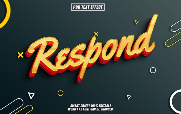 respuesta a los efectos de texto fuente editable tipografía texto 3D