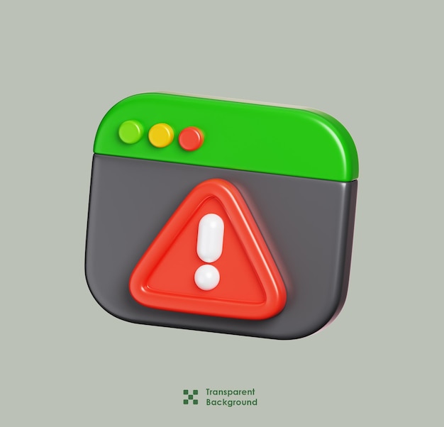 Respuesta del servidor web no disponible Página web con señal de advertencia Ícono de seguridad de la red de computadora Renderización 3D