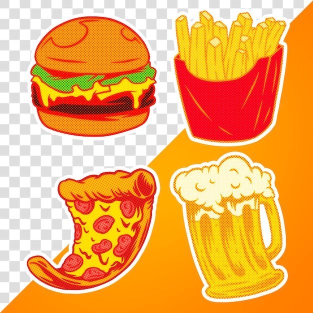 Ressourcen für die Gestaltung von Junk-Food-Sticker-Sets