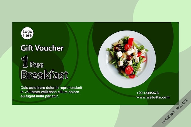 Restaurant 1 Geschenkgutschein-Vorlage für ein kostenloses Frühstück