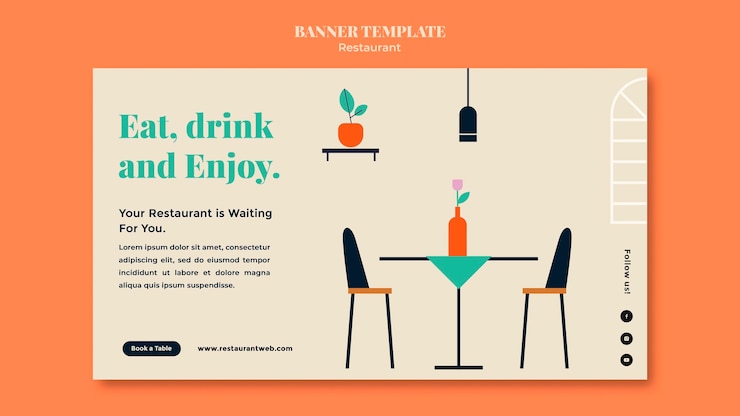 PSD restaurant banner colorful template