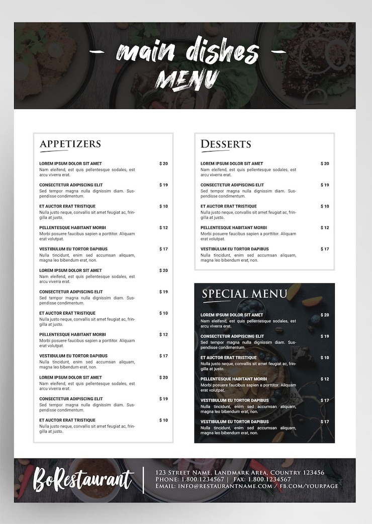 PSD restaurant food and drinks menu template design