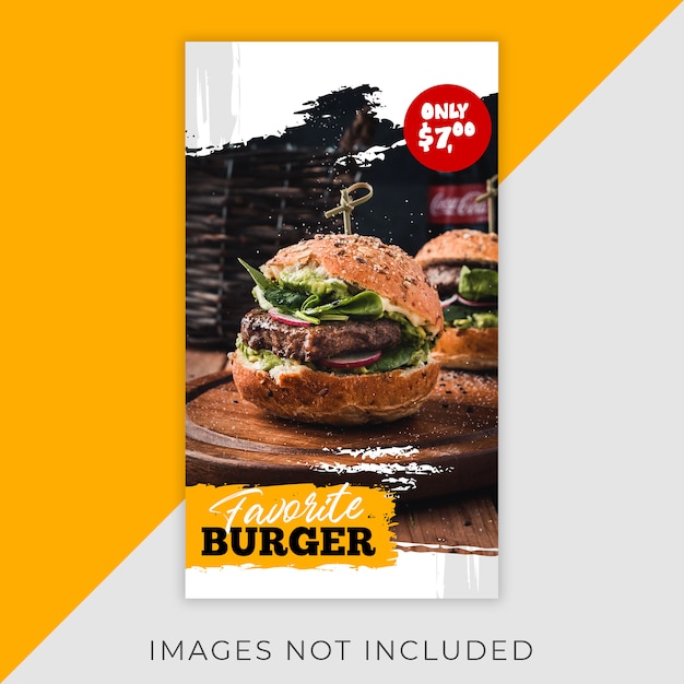 PSD restaurant instagram flyer stories template restaurant