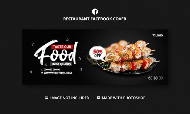 PSD restaurant lebensmittelverkauf facebook cover banner vorlage