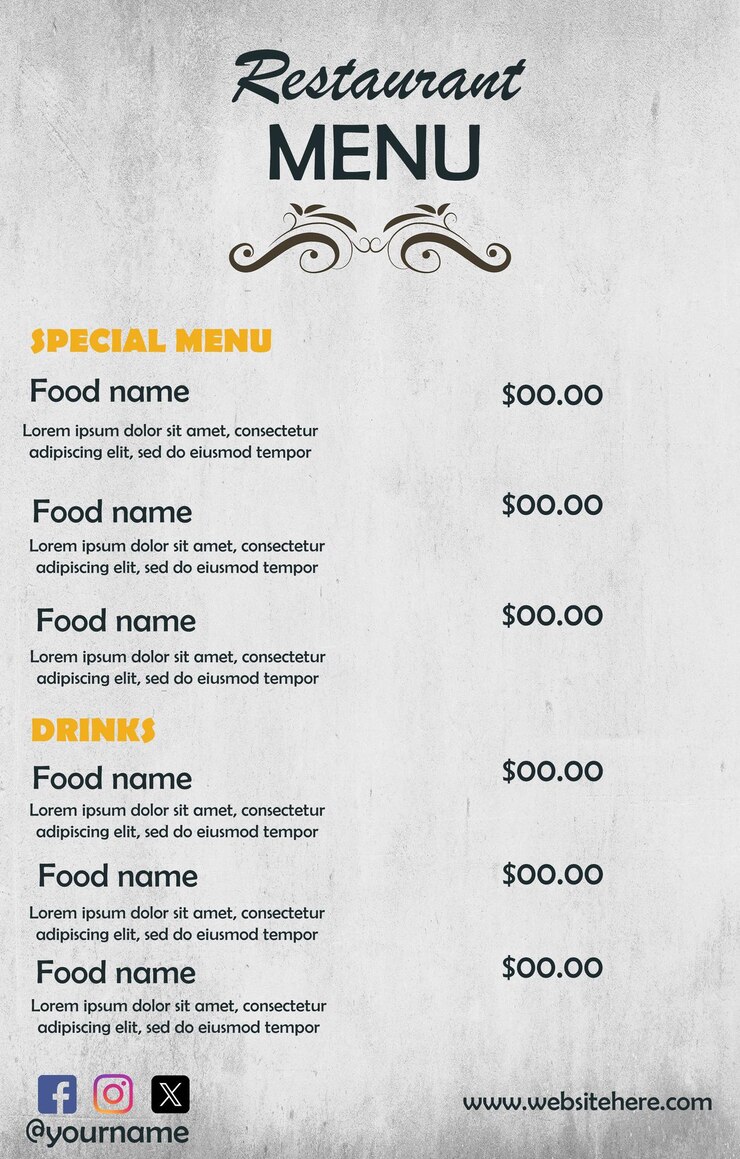 Restaurant menu concept attractive design