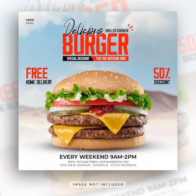 PSD restaurant social media post oder webbanner-design