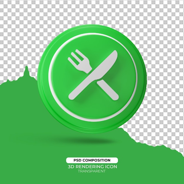 PSD restaurante 3d render ícone sinal