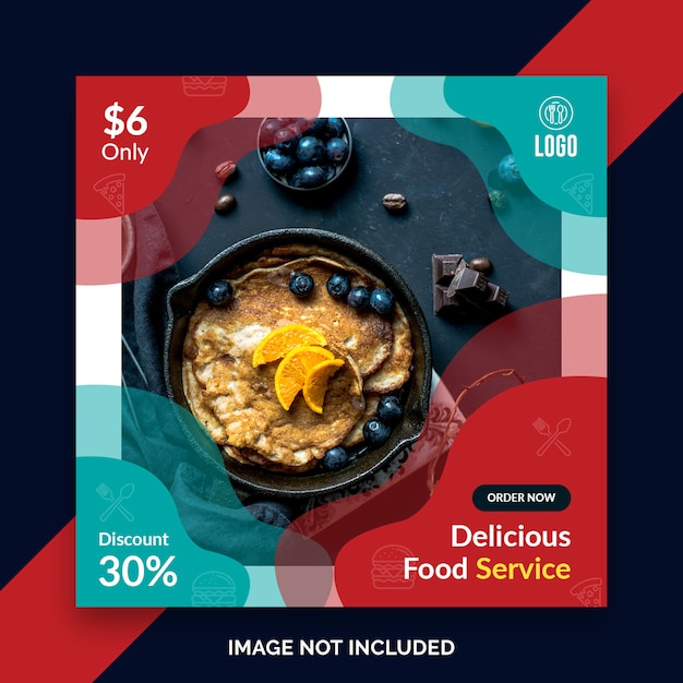 PSD restaurante comida instagram post, banner quadrado