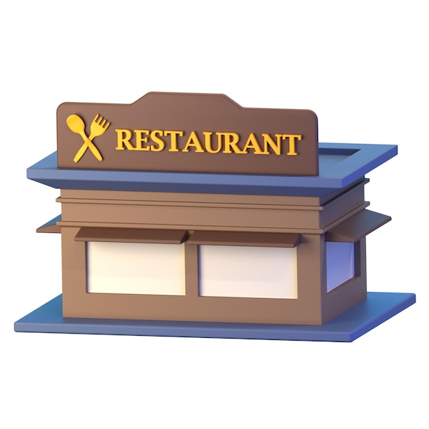 PSD restaurante ilustração 3d icon pack element
