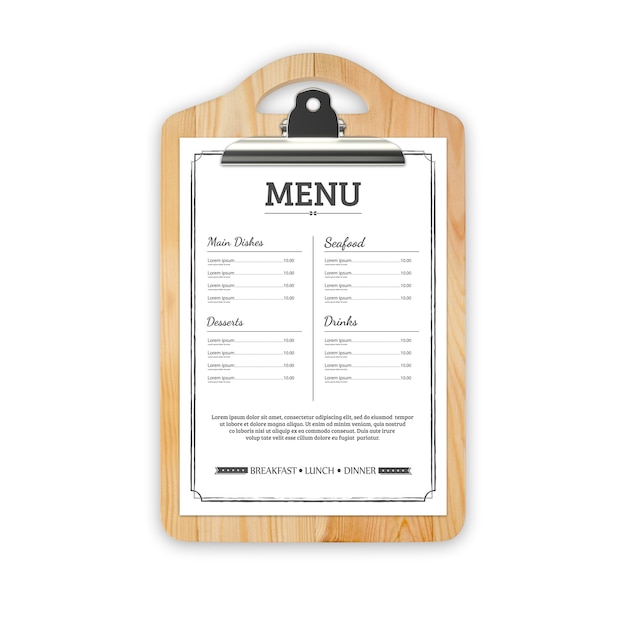 PSD restaurantmenü mock up