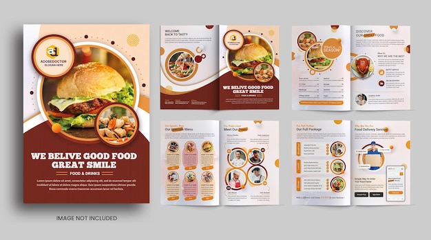 Restaurants und Lebensmittel modernes Bifold-Broschüren-Template-Design