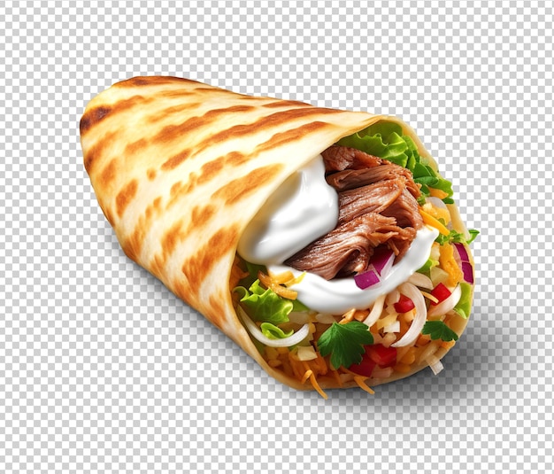 PSD restauration rapide shawarma ai découpe sur transparent
