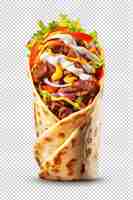 PSD restauration rapide shawarma ai découpe sur transparent