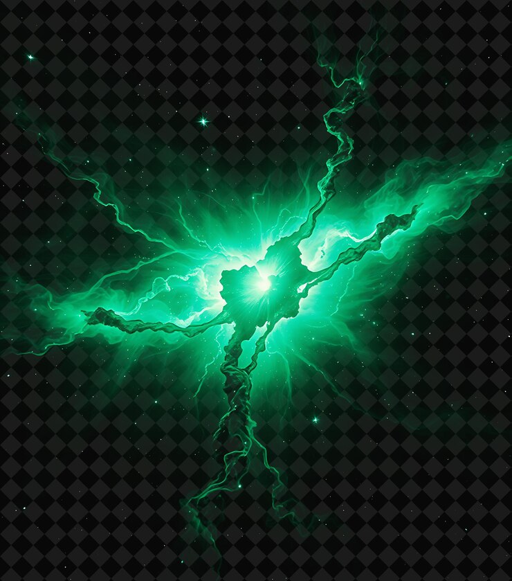 PSD resto de supernova expandiéndose con verde y cian vívido ondulando con ondas de explosión el compañero expulsado