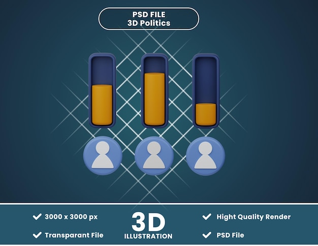 PSD resultado de elección de ilustración de icono 3d