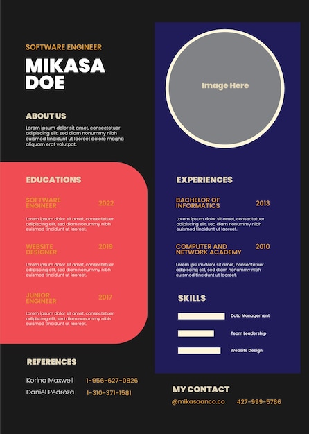 PSD résumé minimaliste moderne et mise en page de la lettre de motivation