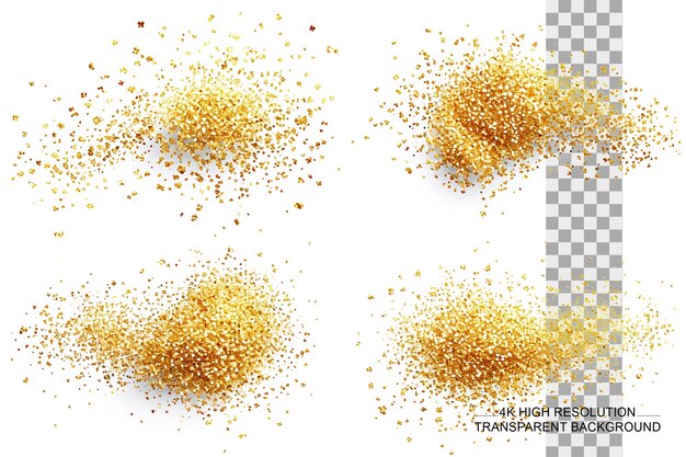 Resumen conjunto de brillo dorado elementos de diseño brillantes sobre un fondo transparente