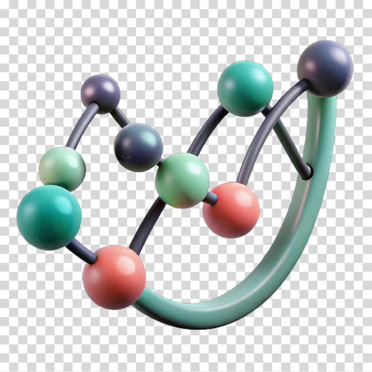 PSD resumen crecimiento de la estructura molecular en 3d y visualización de la conexión