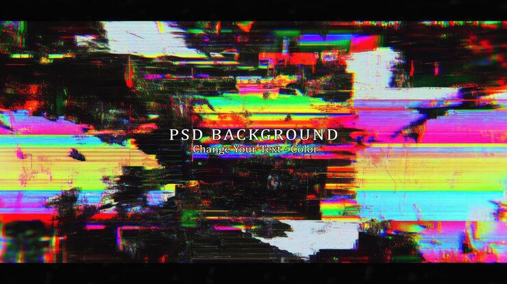 PSD un resumen digital vibrante con rayas coloridas y texturas distorsionadas