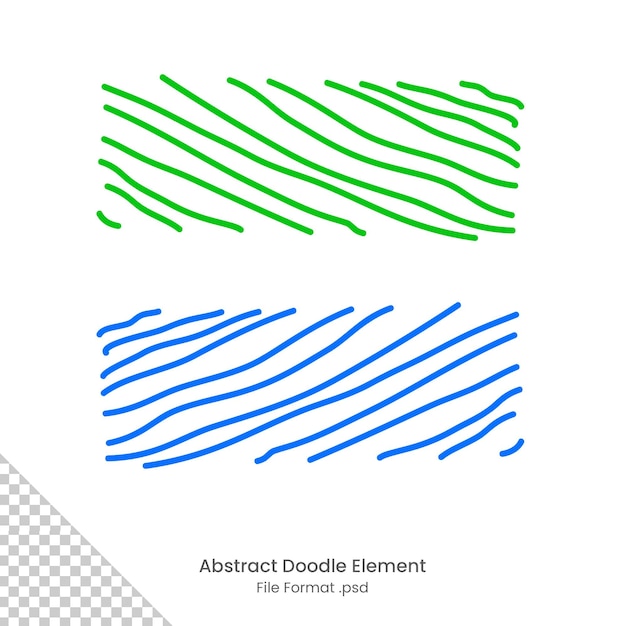 PSD resumen doodle elemento cuadrado diseño fondo transparente formato de archivo psd azul verde