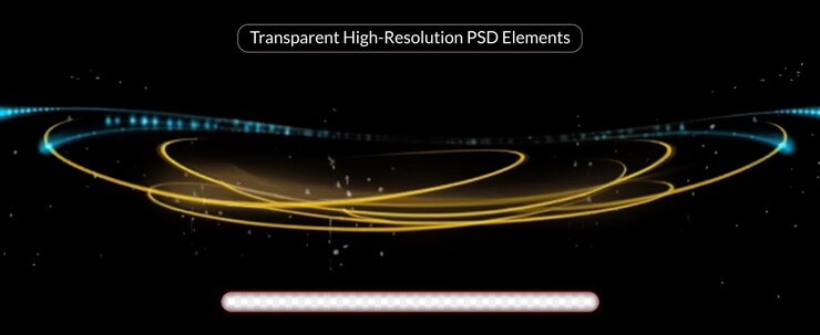 PSD resumen efecto de luz azul con vector de remolino de línea transparente