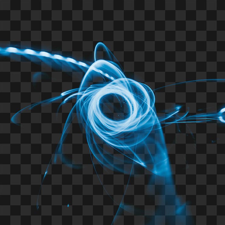 PSD resumen efecto de luz de remolino azul en el fondo transparente líneas de energía brillantes diseño moderno png