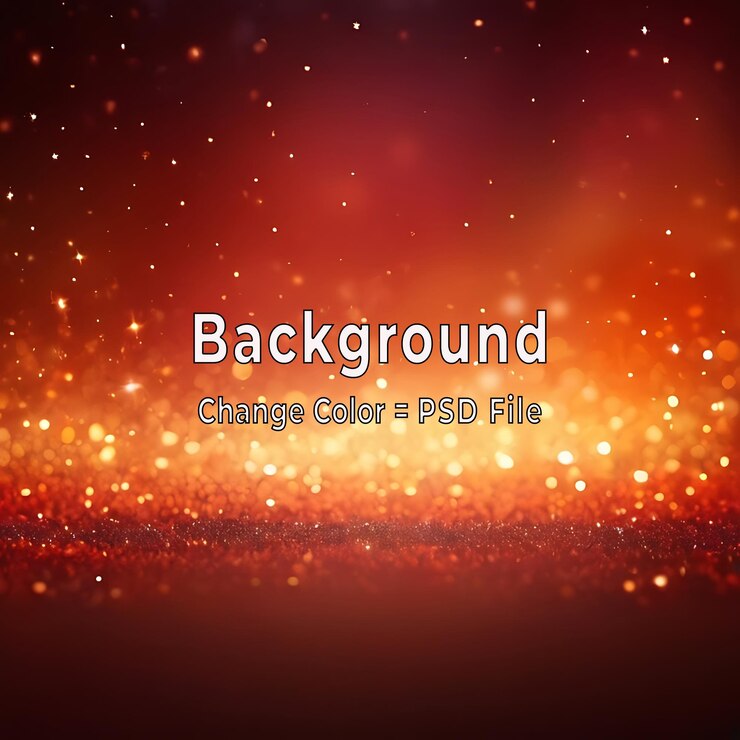 PSD resumen de psd estrellado brillante con luces bokeh naranja y roja de fondo