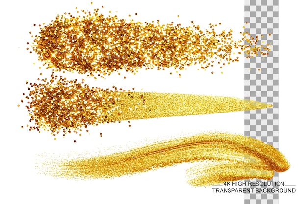 PSD resumo set de brilho dourado elementos de design brilhantes em fundo transparente