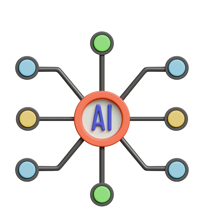 PSD rete di intelligenza artificiale che collega il futuro con i dati e l'innovazione