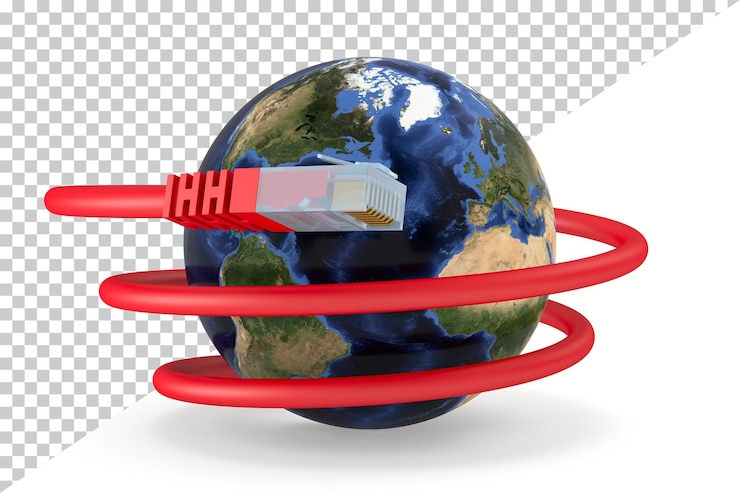PSD rete globale su sfondo bianco illustrazione 3d isolata