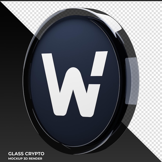 Rete WOO WOO Glass Crypto Coin 3D'illustrazione
