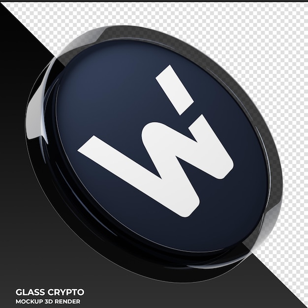 Rete WOO WOO Glass Crypto Coin 3D'illustrazione