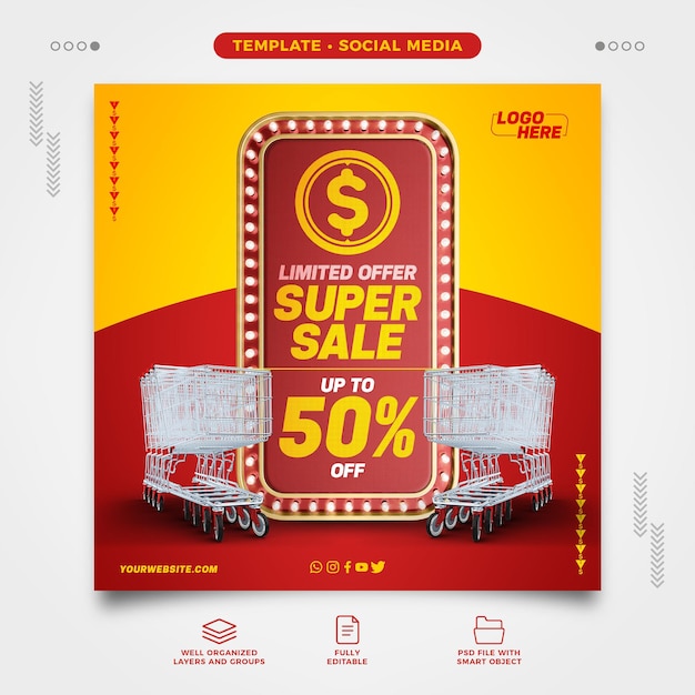 Reti sociali Supermercato Offerta limitata Super vendita con carrello