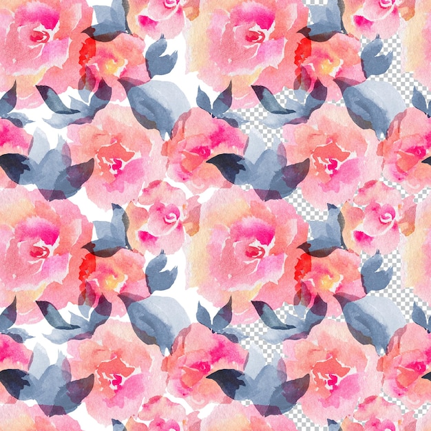 Reticolo senza giunte dell'acquerello di fiori di rosa e leves. Decorazioni carine per copertine di inviti e saluti e tessuti per la casa