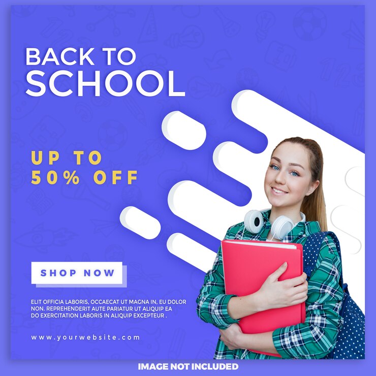 Retour à la bannière de vente scolaire pour le marketing numérique