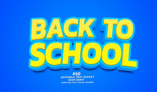Retour à l'école modèle Photoshop d'effet de texte 3D modifiable