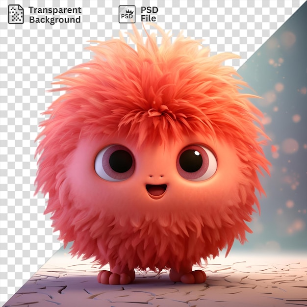 PSD retrato 3d de pelo rojo hinchado 3d mascota 3d diseño de un animal esponjoso