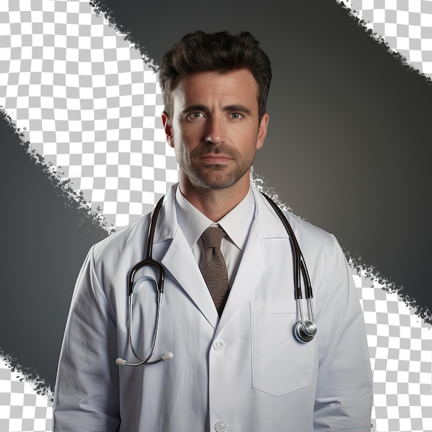 PSD retrato aislado de un médico masculino en un fondo transparente