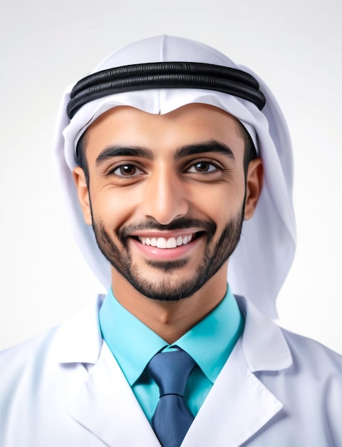 PSD retrato de un atractivo médico árabe