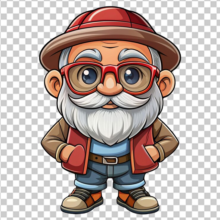 PSD el retrato del avatar de dibujos animados en 3d del anciano