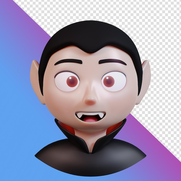 PSD retrato de avatar de dibujos animados 3d de hombre vampiro