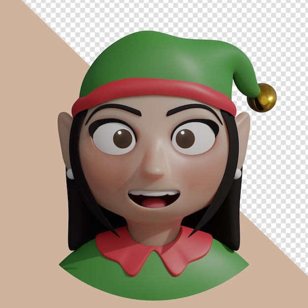 Retrato de avatar de dibujos animados 3d de mujer elfo